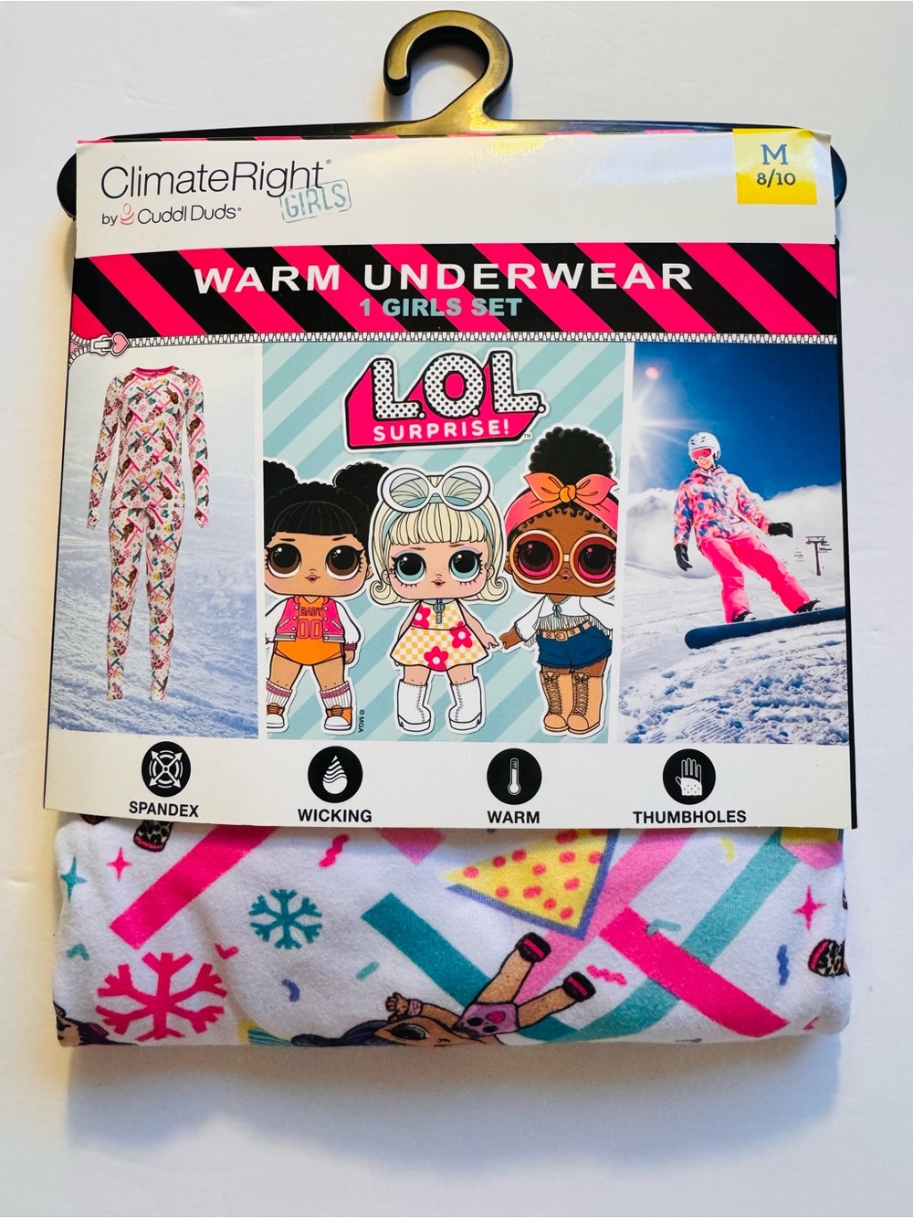 L.O.L. Surprise! Girls Warm Underwear Set - White with Pink Accents (M)